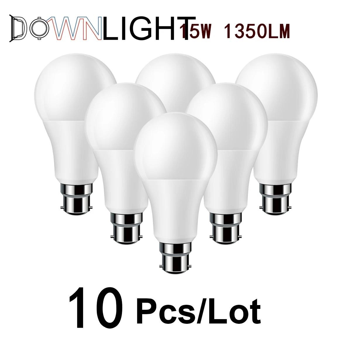 10PCS 2022 Focos ֵ LED   A60 E27 B22 AC220V-240V 15W  3000K/4000K/6000K Lampada   